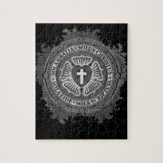 Christian Gift Luther Rose J-rose-black-background Jigsaw Puzzle