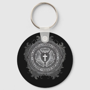 Christian Gift Luther Rose J-rose-black-background Keychain