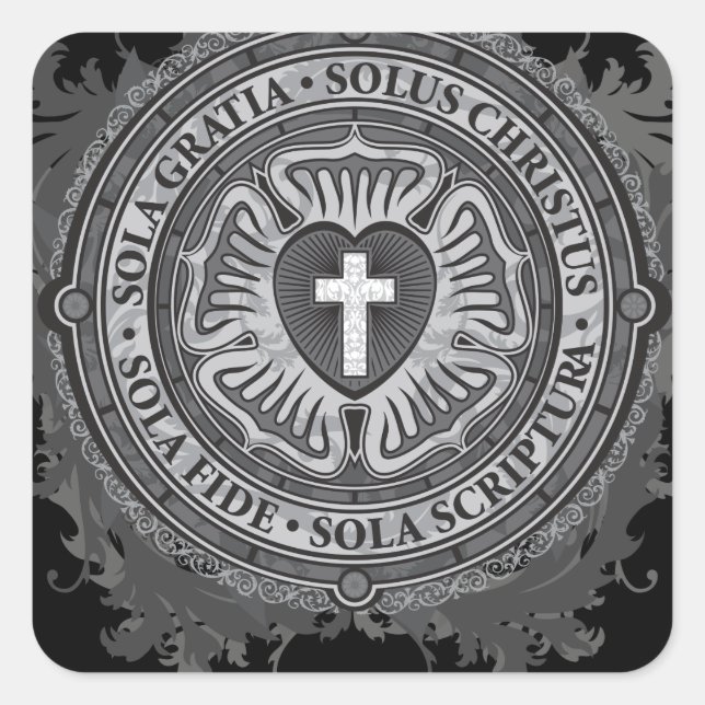 Christian Gift Luther Rose J-rose-black-background Square Sticker (Front)
