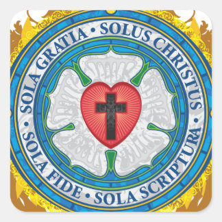 Christian Gift Luther Rose Jesus Cross God Angels Square Sticker