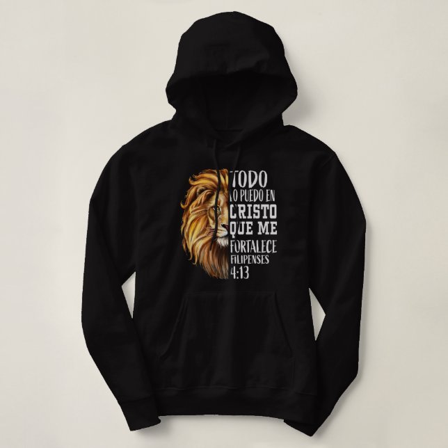 Christian Gift Men Spanish Filipenses 413 Verses L Hoodie (Design Front)