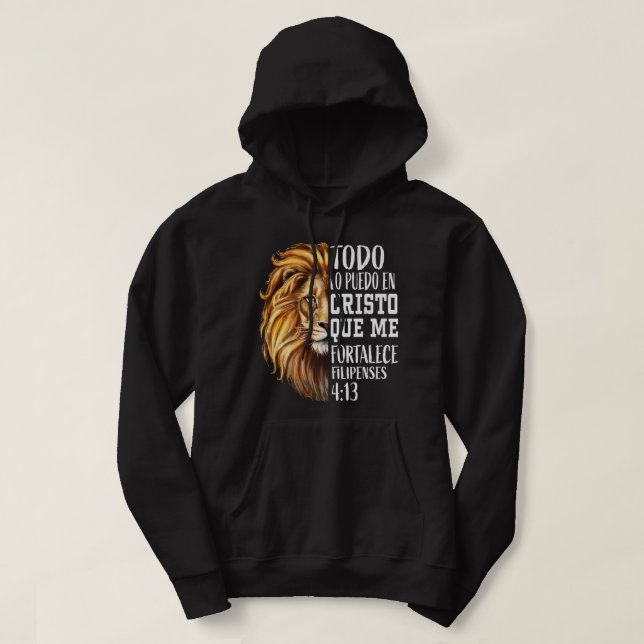 Christian Gift Men Spanish Filipenses 413 Verses L Hoodie (Design Front)