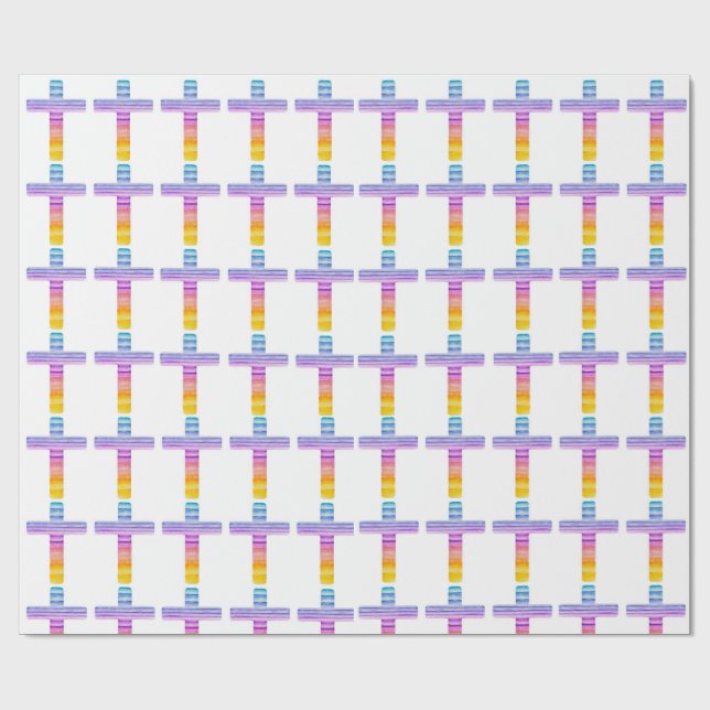 Christian Gift Wrap Cross Gift Wrap Paper Colourfu (Flat)