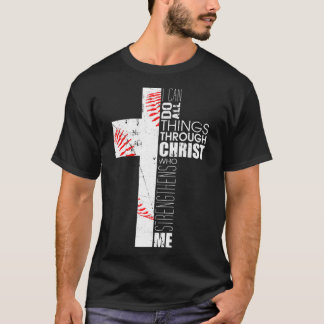 Christian Gifts Boys Baseball Religious Verse Cros T-Shirt