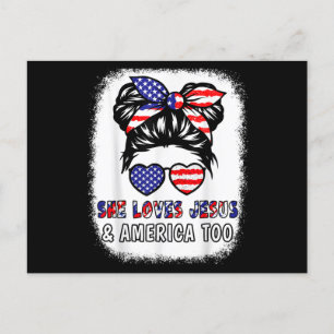 Christian Girl Loves Jesus & America Shirt 4th Jul Holiday Postcard