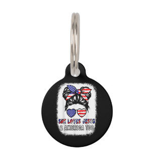 Christian Girl Loves Jesus & America Shirt 4th Jul Pet Tag