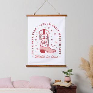 Christian girl quotes walk in love pink aesthetic hanging tapestry