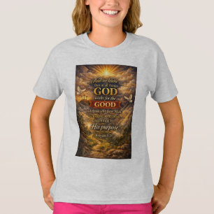 Christian Girl's Romans 8:28 Bible Verse Tee Shirt