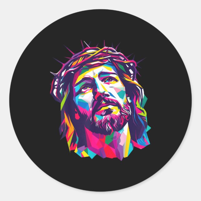 Christian God Christus Religious Believe Blessed F Classic Round Sticker (Front)