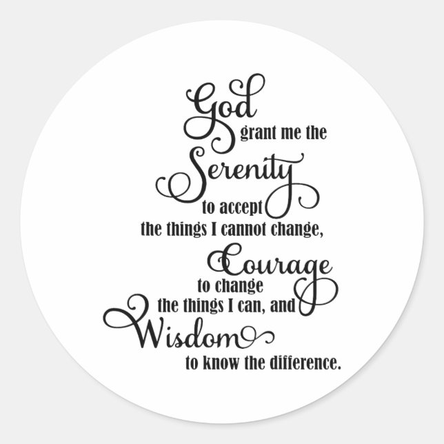 Christian God Grant Me The Serenity To Accept Pray Classic Round Sticker (Front)