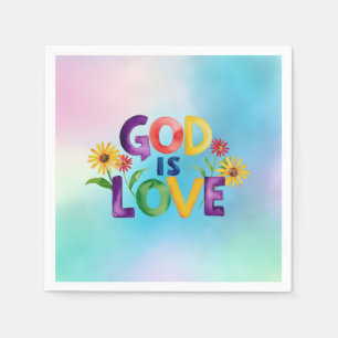 Christian God is Love Colourful Daisy Flowers Quot Napkin