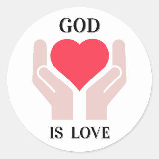 Christian God Is Love Heart & Hands Classic Round Sticker