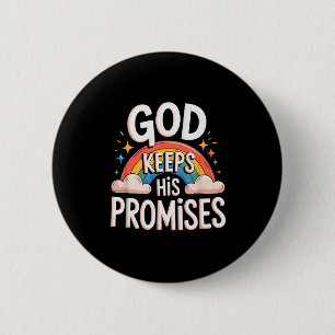 Christian God Keeps His Promises Rainbow Clouds  2 Inch Round Button
