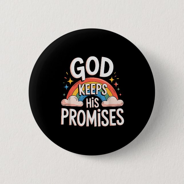 Christian God Keeps His Promises Rainbow Clouds  2 Inch Round Button (Front)