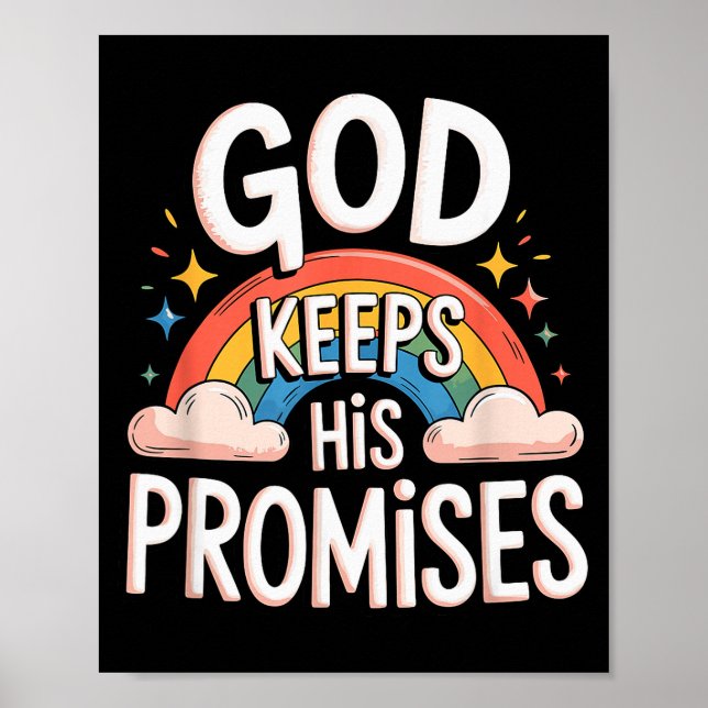 Christian God Keeps His Promises Rainbow Clouds  Poster (Front)
