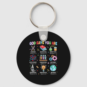Christian God Says I Am Bible Verse Science Biolog Keychain