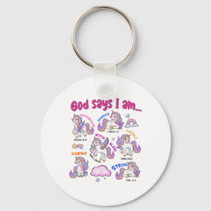 Christian God Says I Am Unicorn Bible Verse Religi Keychain