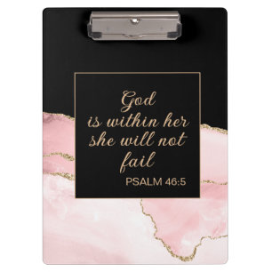Christian God Within Her Pink Black Gold Marble Clipboard
