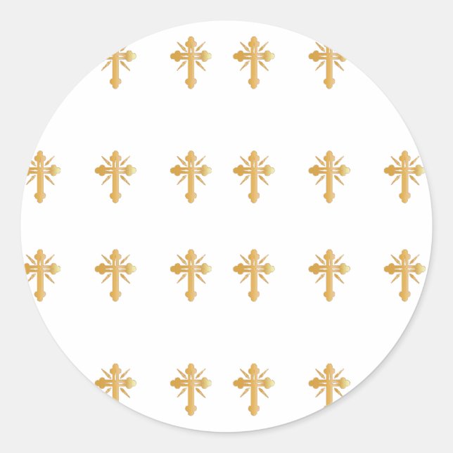 Christian Gold Cross Classic Round Sticker (Front)