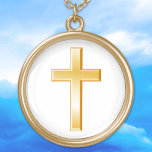 Christian Gold Cross Necklace<br><div class="desc">The cross is a central symbol of the Christian faith. This symbol also serves as a reminder of Christian religious beliefs and spiritual devotion. ***Please note gold colour on artwork is not metallic.***</div>