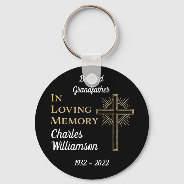  Christian Gold Cross Remberance Memorial Keychain (Front)