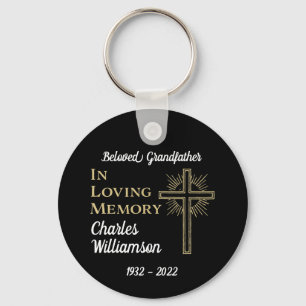  Christian Gold Cross Remberance Memorial Keychain