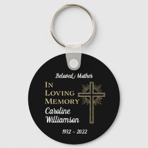  Christian Gold Cross Remberance Memorial Keychain