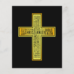 Christian gold cross - text design flyer