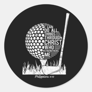 Christian Golf Plyer I Can Do All Things Philippia Classic Round Sticker