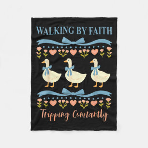 Christian Goose Walking By Faith Tripping Constant Fleece Blanket