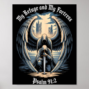 Christian Gothic Guardian Angel Bible Quote Psalm  Poster