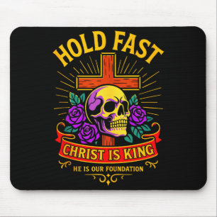 Christian Gothic Skull Cross Hold Fast Jesus Chris Mouse Pad