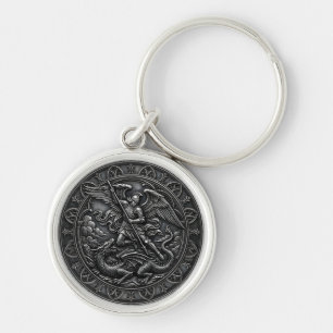 Christian Gothic St Michael Archangel Gunmetal Keychain