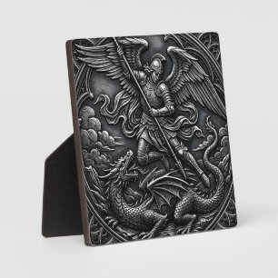 Christian Gothic St Michael Archangel Gunmetal Plaque
