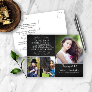 Christian Graduation Bible Verse Chalkboard Postcard