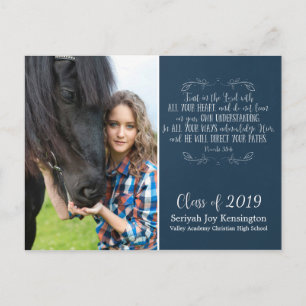 Christian Graduation Bible Verse Rustic Blue Postcard