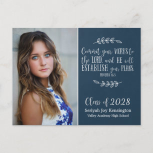 Christian Graduation Bible Verse Typography Postcard