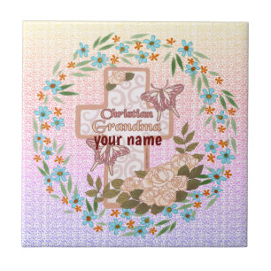 Christian Grandma custom name Tile