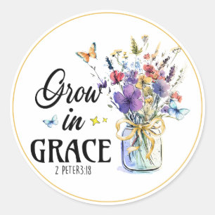 Christian Grow in Grace  2Peter 3 : 18   Classic Round Sticker