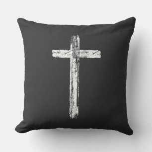 Christian Grunge Cross Square  Throw Pillow