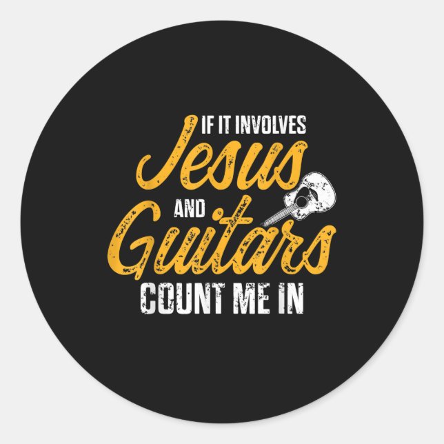 Christian Guitarist Jesus Church Worship Guitar Classic Round Sticker (Front)