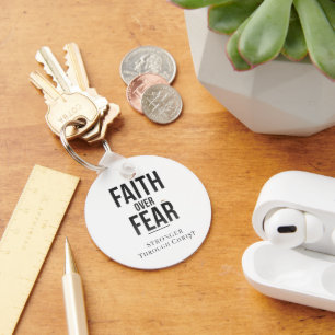 Christian Gym Shirt Faith Over Fear Workout Moti Keychain