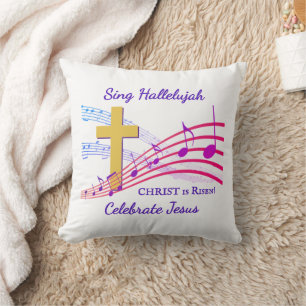 Christian HALLELUJAH CHRIST IS RISEN Easter Throw Pillow