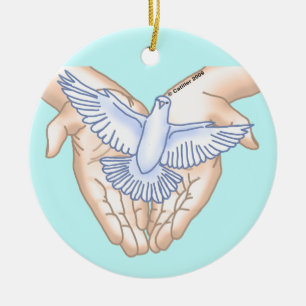 Christian Hands Dove Ceramic Ornament