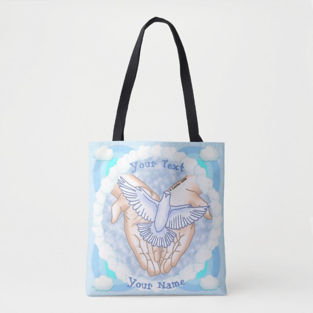 Christian Hands Dove  Tote Bag (Front)
