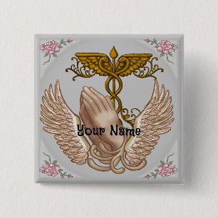 Christian Hands Nurse 2 Inch Square Button