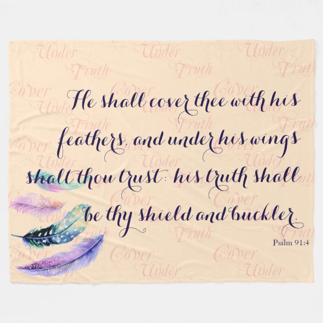 Christian HE SHALL COVER THEE Prayer Fleece Blanket (Front (Horizontal))