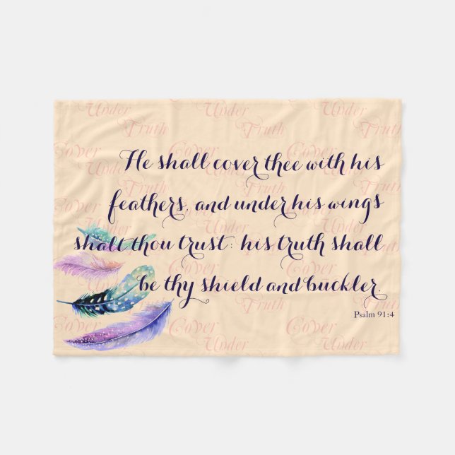 Christian HE SHALL COVER THEE Prayer Fleece Blanket (Front (Horizontal))
