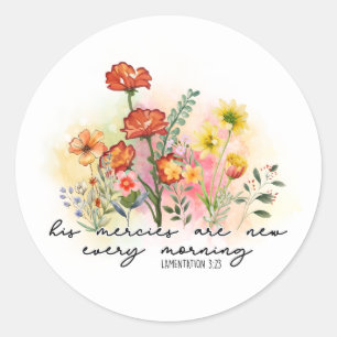Christian His Mercies are New Bible Verse Classic Round Sticker