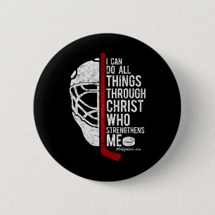Christian Hockey Bible Verse Philippians Religious 2 Inch Round Button